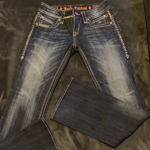 Rock Revival Gwen Boot Darker Wash Bling Gems